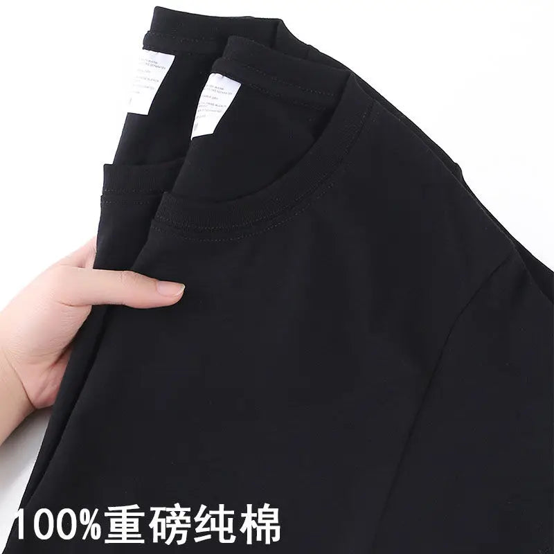 100% Cotton T-shirt Men Women Solid Color O Neck