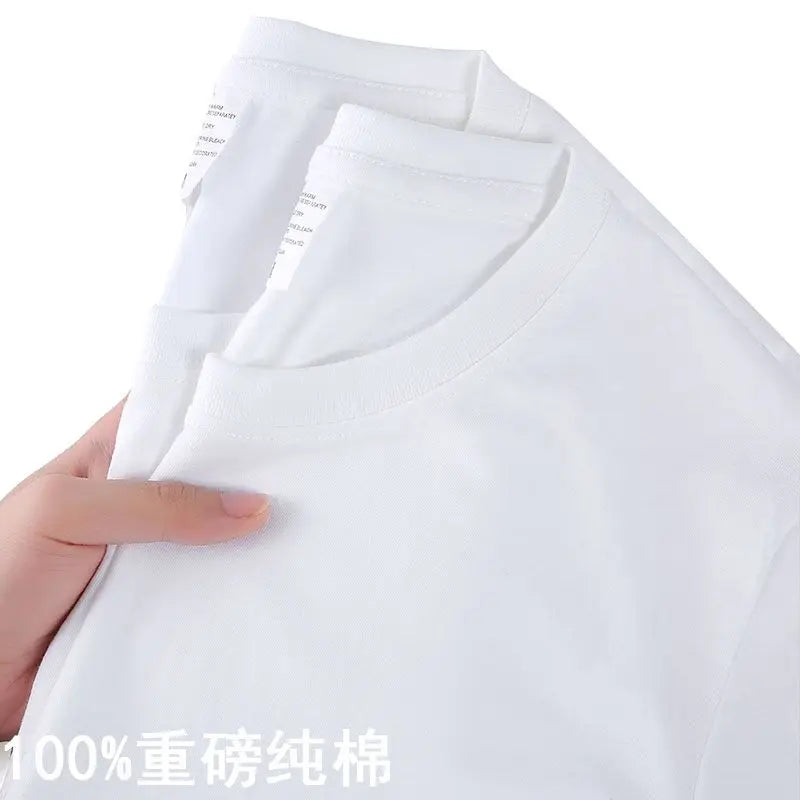 100% Cotton T-shirt Men Women Solid Color O Neck