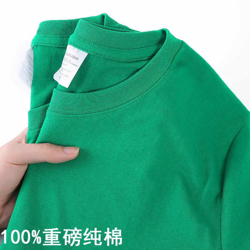 100% Cotton T-shirt Men Women Solid Color O Neck
