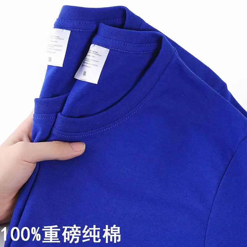 100% Cotton T-shirt Men Women Solid Color O Neck